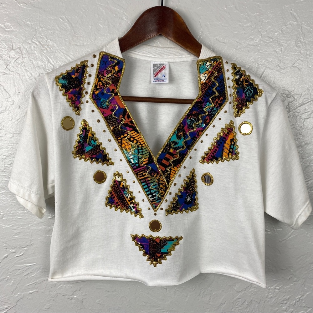 Vintage 80s/90s appliqué crop top size Small - Picture 3 of 10